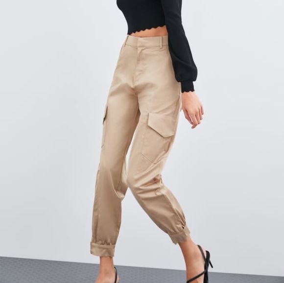 Zara | Pants u0026 Jumpsuits | Zara Satin Cargo Pants | Poshmark